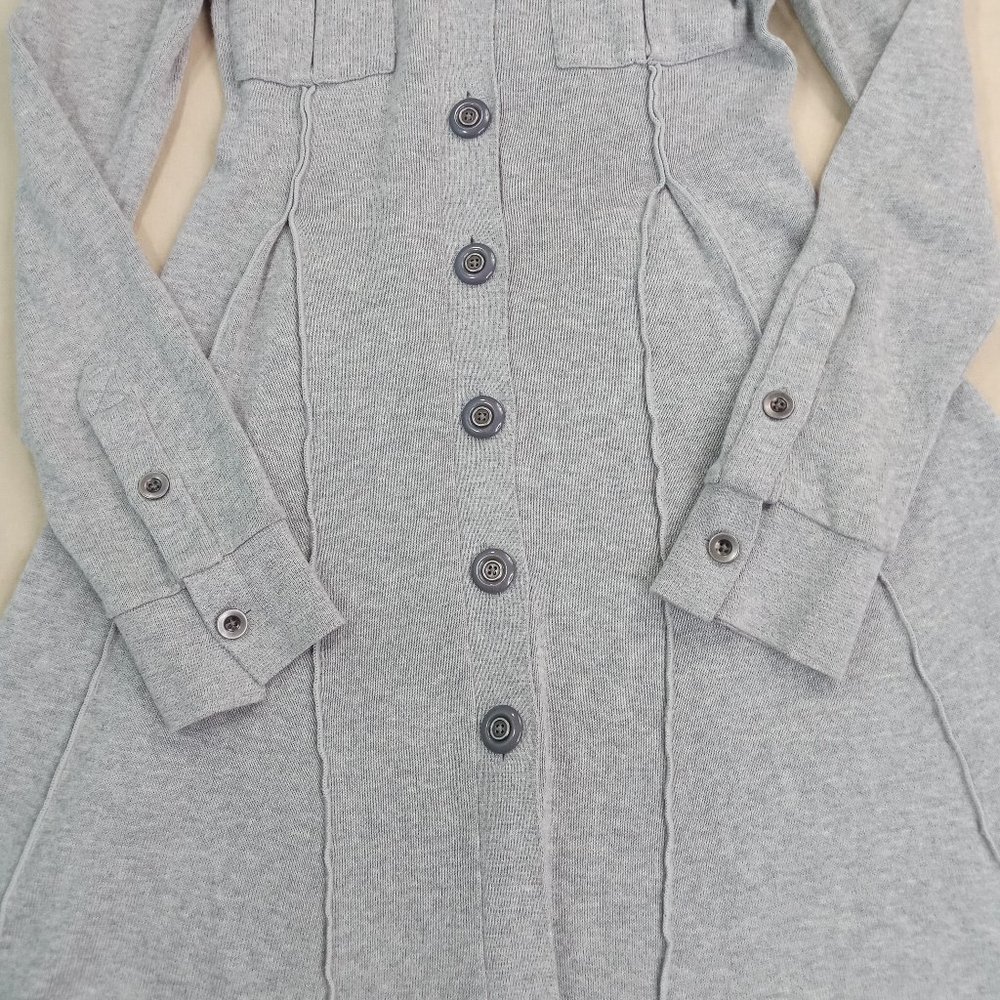 *SOLD* Free People Womens Shirt Dress Gray Button Front Military No Size Tag - Picture 6 of 11